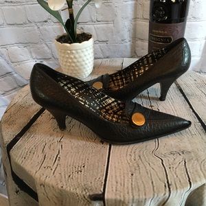 Prada Leather Heels Pebbled Design - Size: 38 Pre-Owned